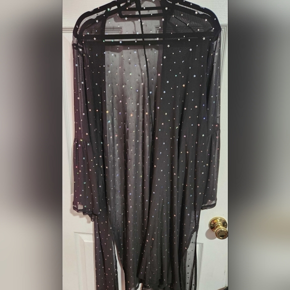 Torrid Mesh Sparkle Glitter Bell Sleeve Cover Up - Picture 4 of 6